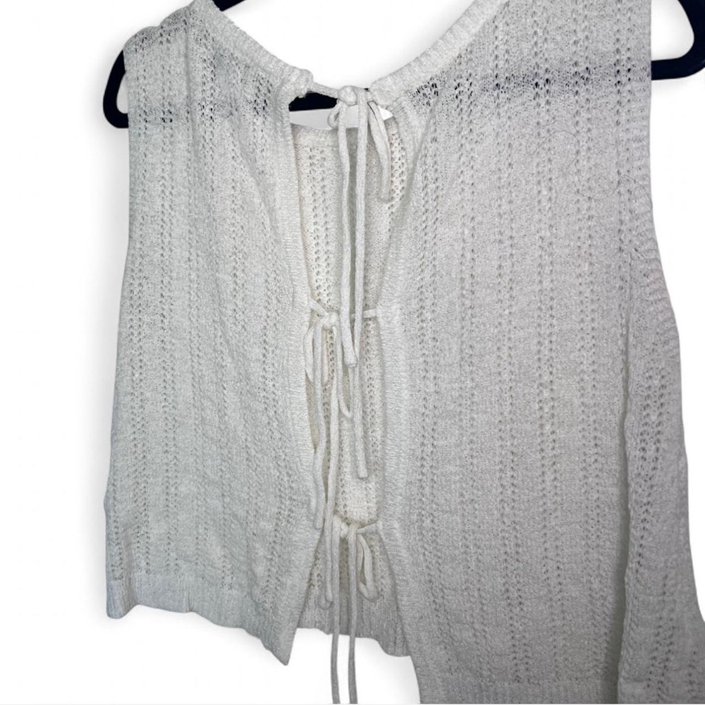 Lulus White Crochet Tank Top Medium | Tie Back Knit Sleeveless - Picture 6 of 6